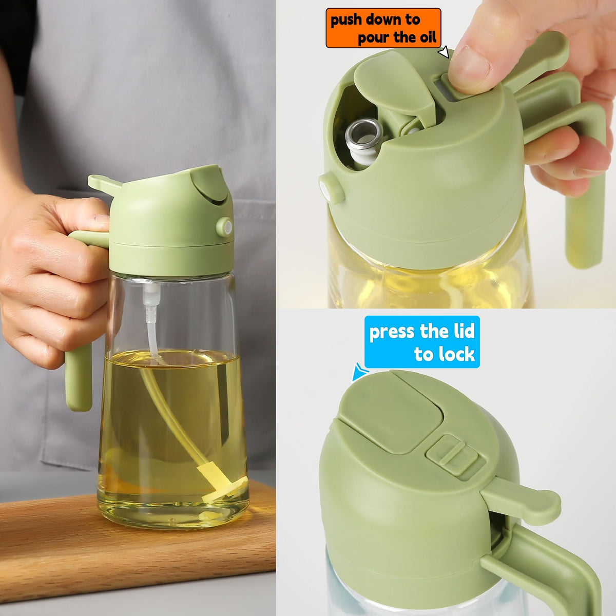 ✨💕2 in 1 Glass Oil Sprayer & Dispenser🔥